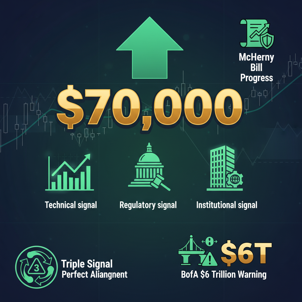 Bitcoin Breaks $70K While McHenry Signals Fast-Track Legislation and BofA Warns of $6T Stablecoin Shift—The Perfect Storm of Three Converging Crypto Signals